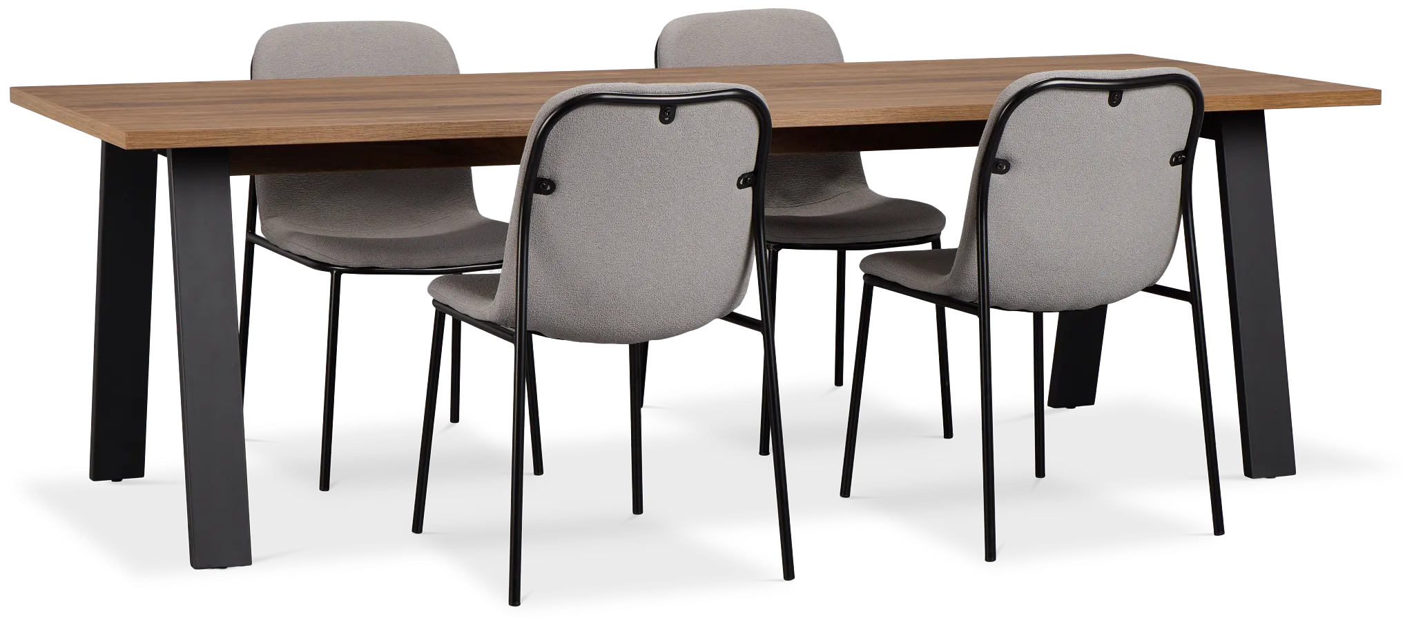 Trento Mid Tone 94" Rectangular Table & 4 Upholstered Chairs