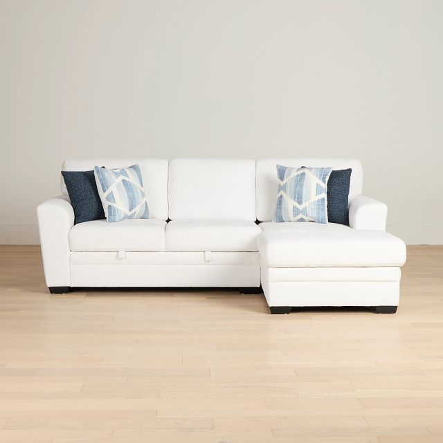 Everly White Fabric Right Chaise Storage Sectional