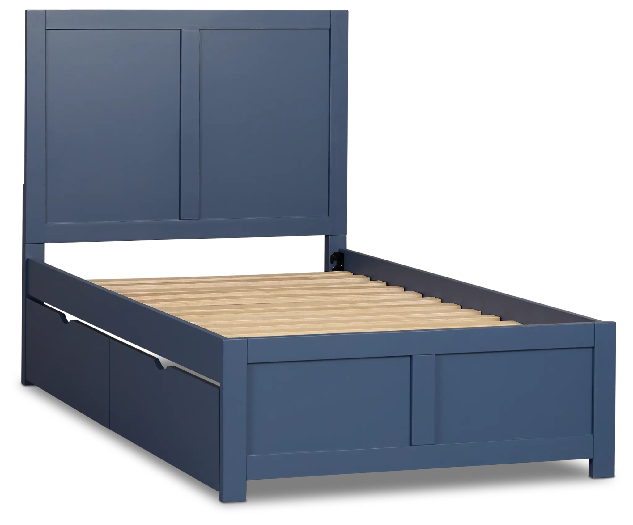 Charleston Dark Blue Panel Bed With 2 Storage Drawers Charleston Dark Blue Panel Bed With 2 Storage Drawers