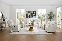 Walker Ivory Lthr/vinyl Reclining Console Loveseat