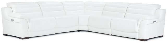 Sentinel White Lthr/vinyl Small Two-arm Power Reclining Sectional (1)