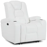 Troy White Micro Power Recliner With Power Lumbar