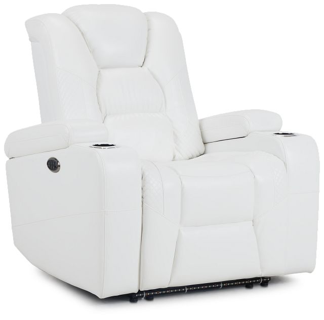 Troy White Micro Power Recliner With Power Lumbar