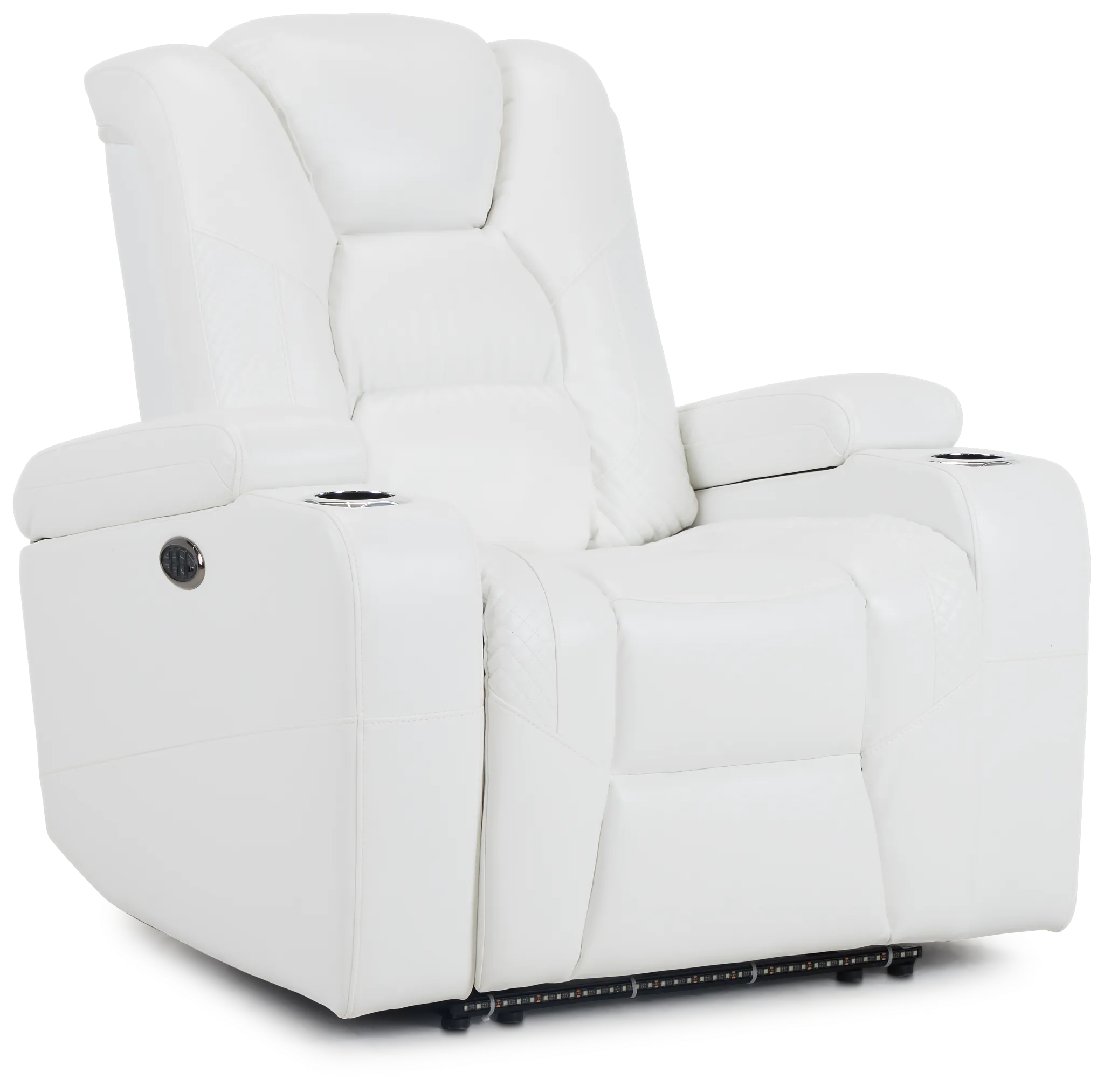 Troy White Micro Power Recliner With Power Lumbar