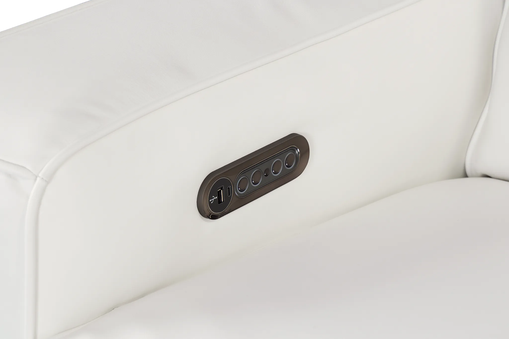 Tidal White Lthr/vinyl Medium Triple Power 2-arm Sectional