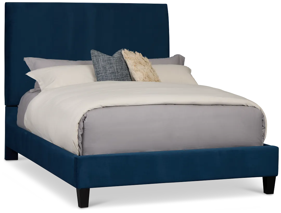 Lucy Dark Blue Uph Platform Bed