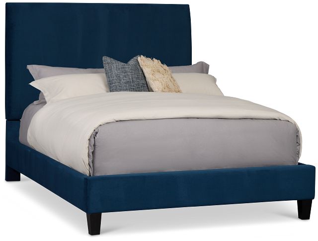 Lucy Dark Blue Uph Platform Bed