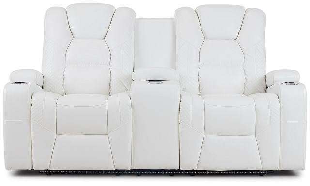 Troy White Micro Power Reclining Console Loveseat
