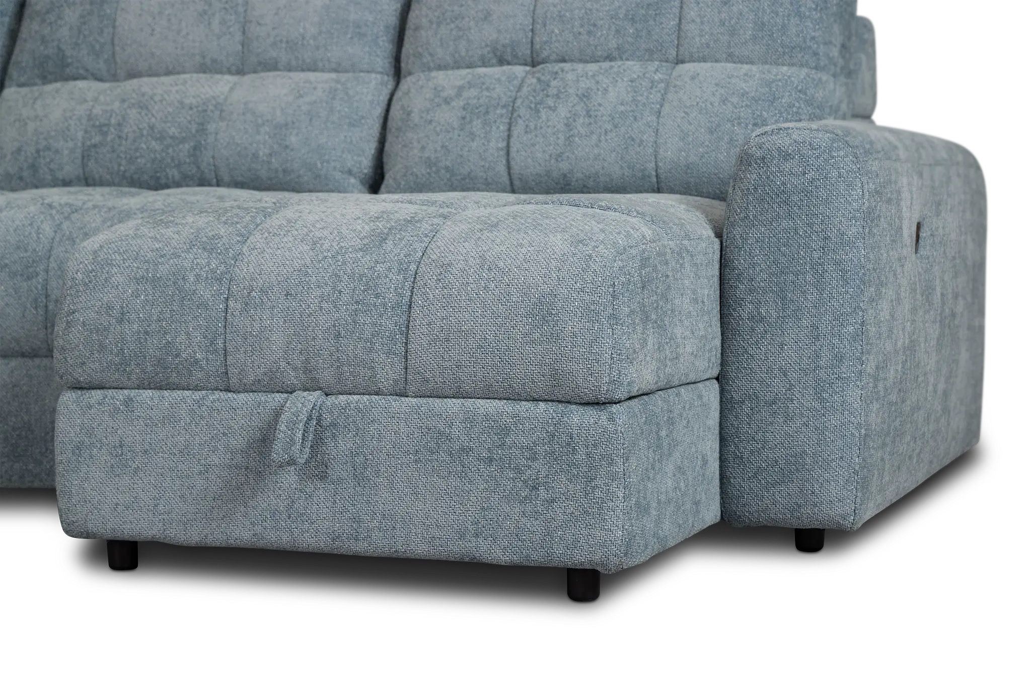 Hendrix Light Blue Fabric Right Power Extension Chaise Sectional Hendrix Light Blue Fabric Right Power Extension Chaise Sectional