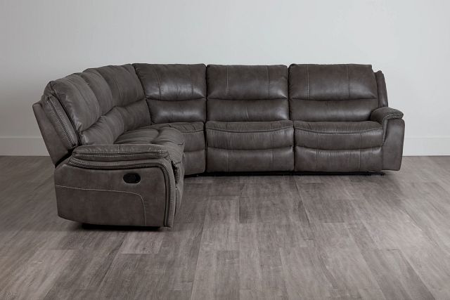 Dober Dark Gray Micro Small Two-arm Manually Reclining Sectional