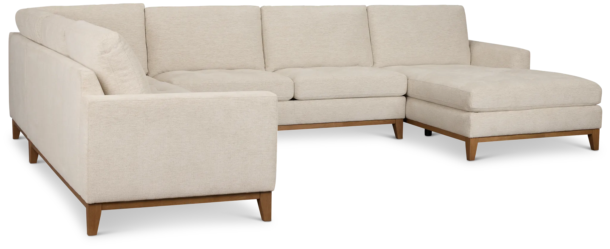 Maisie Light Beige Fabric Medium Right Chaise Sectional