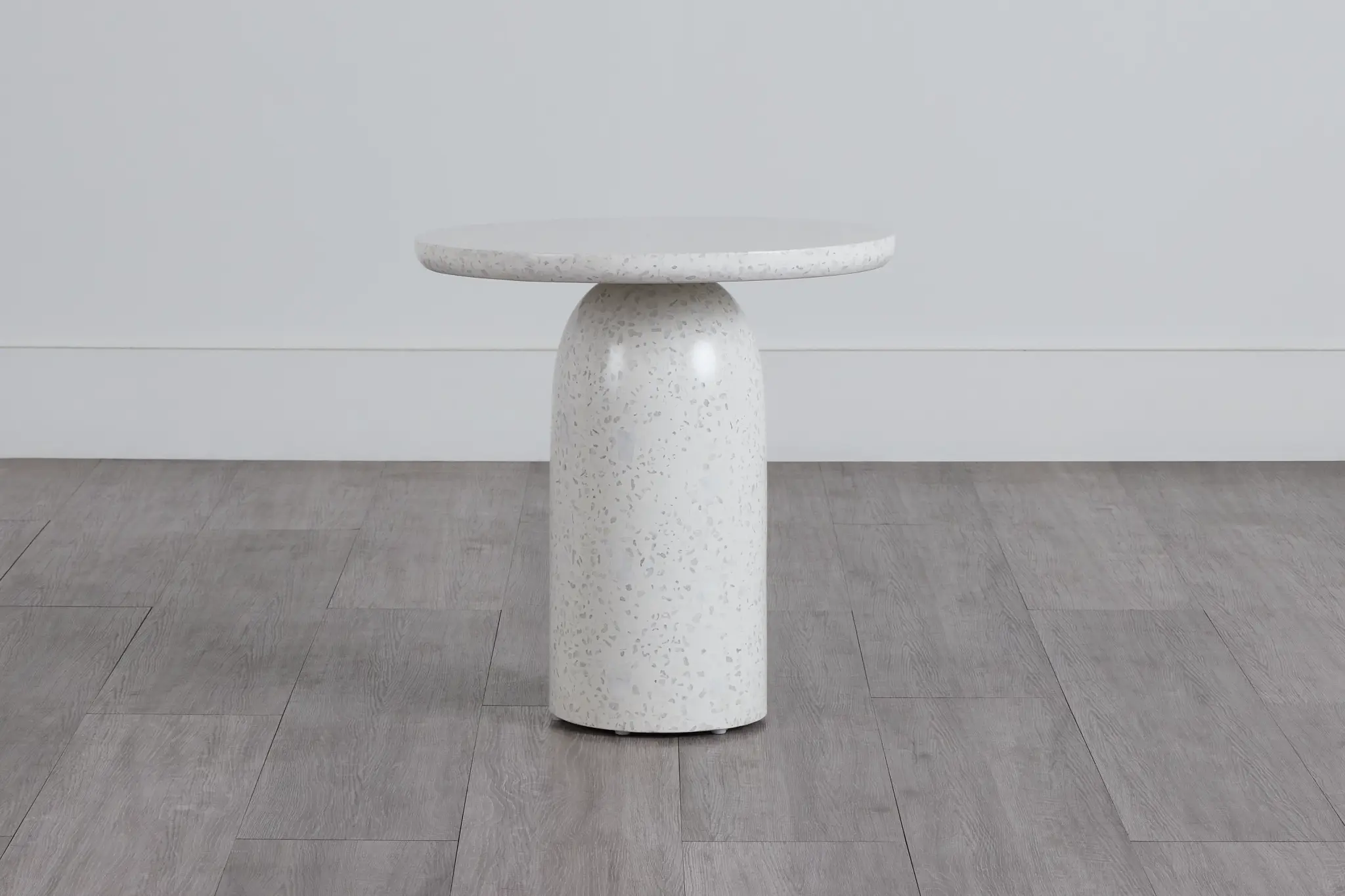 Marseilles White Stone Round End Table Marseilles White Stone Round End Table