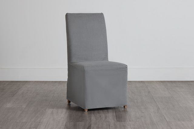 Destination Light Gray Long Slipcover Chair With Light Tone Leg