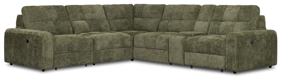 Hendrix Green Fabric Medium Dual Power 2 Arm Extension Chaise Sectional Hendrix Green Fabric Medium Dual Power 2 Arm Extension Chaise Sectional