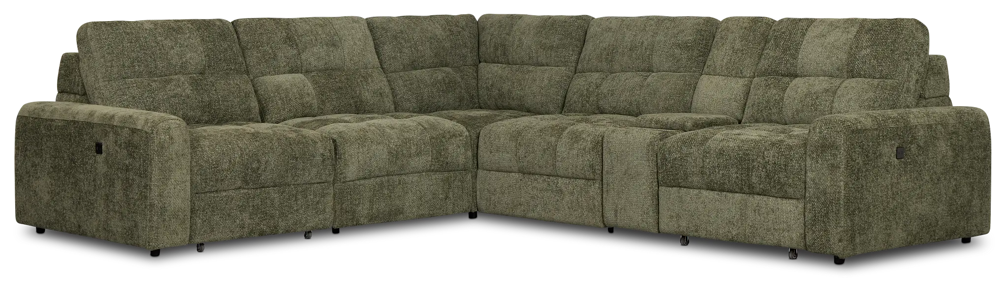 Hendrix Green Fabric Medium Dual Power 2 Arm Extension Chaise Sectional Hendrix Green Fabric Medium Dual Power 2 Arm Extension Chaise Sectional