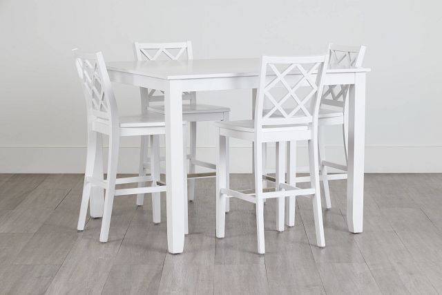 Edgartown Rectangular White High Table & 4 White Wood Barstools (0)