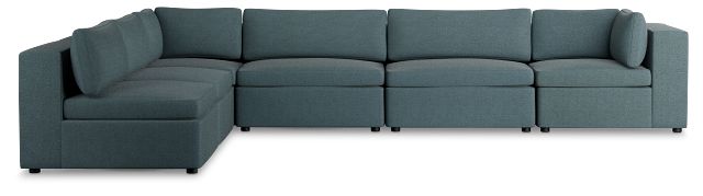 Destin Sutton Blue Fabric 6-piece Modular Sectional