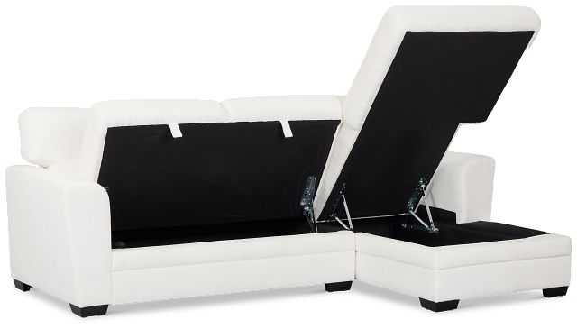 Everly White Fabric Right Chaise Storage Sectional