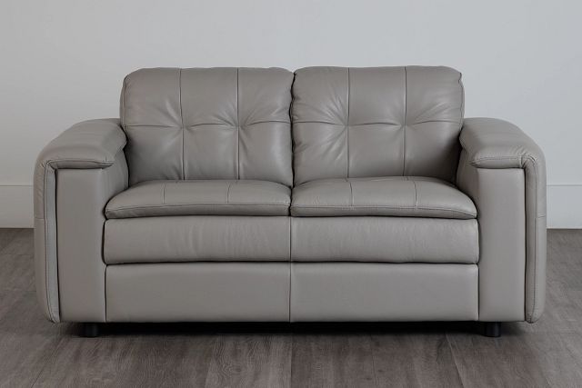 Rowan Gray Leather Loveseat