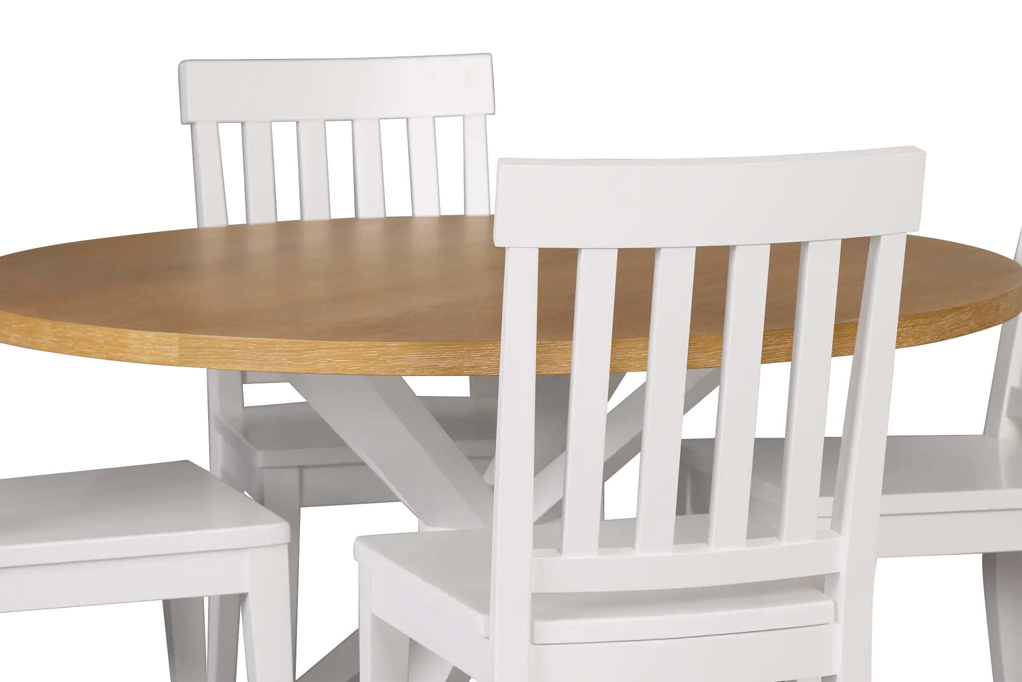 Nantucket Two-tone Light Tone Round Table & 4 White Chairs Nantucket Two-tone Light Tone Round Table & 4 White Chairs