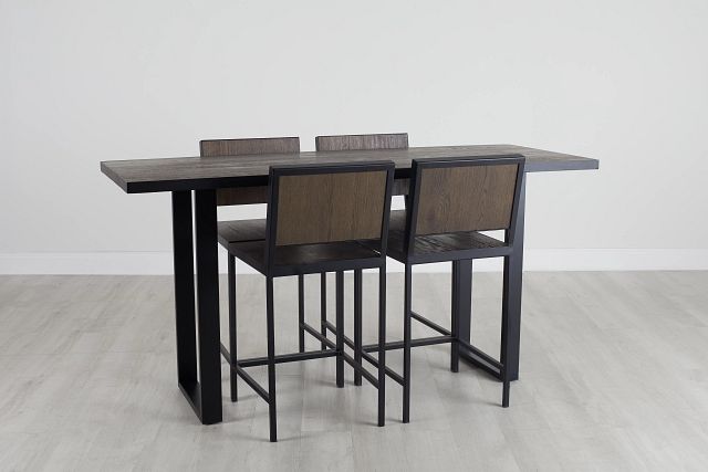 Hudson Dark Tone Wood High Table & 4 Barstools (0)
