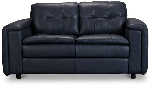 Rowan Navy Leather Loveseat