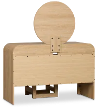 Lyndie Light Tone Vanity & Mirror With Stool