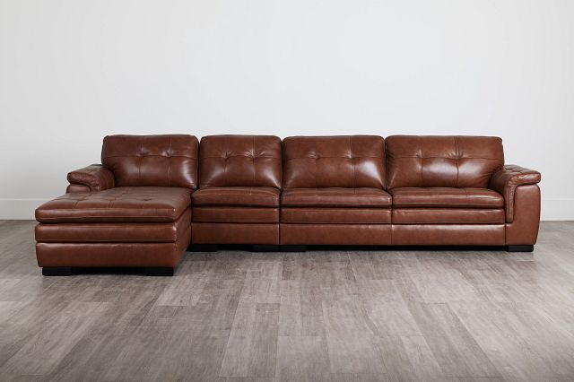 Braden Medium Brown Leather Small Left Chaise Sectional