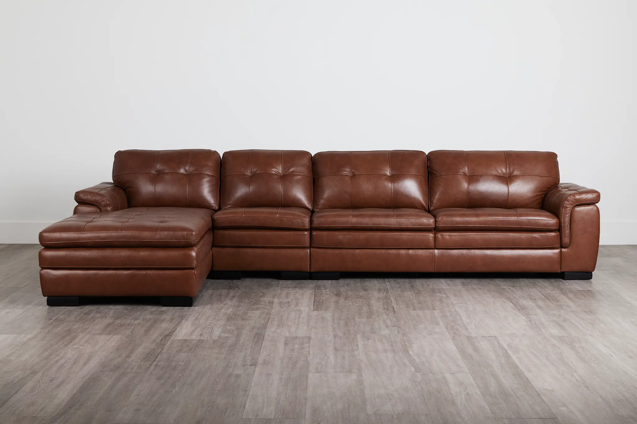 Braden Medium Brown Leather Small Left Chaise Sectional Braden Medium Brown Leather Small Left Chaise Sectional
