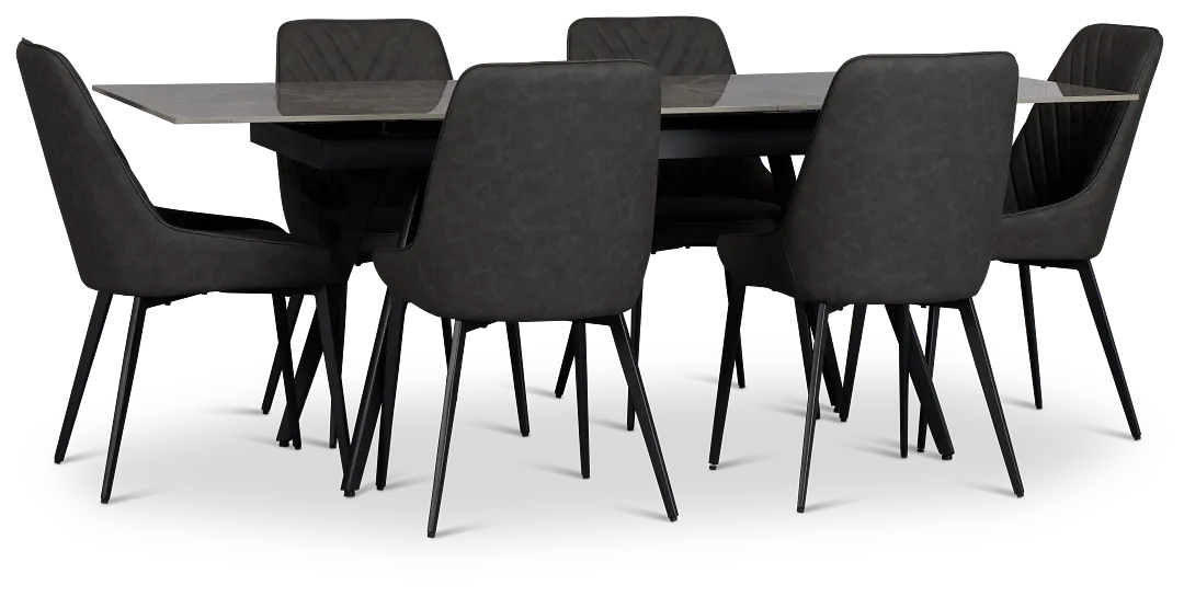 Maricopa Gray Extension Table With 6 Upholstered Side Chairs