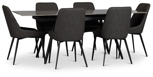 Maricopa Gray Extension Table With 6 Upholstered Side Chairs