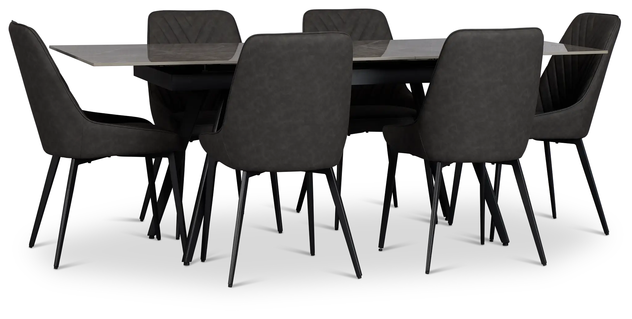 Maricopa Gray Extension Table With 6 Upholstered Side Chairs Maricopa Gray Extension Table With 6 Upholstered Side Chairs
