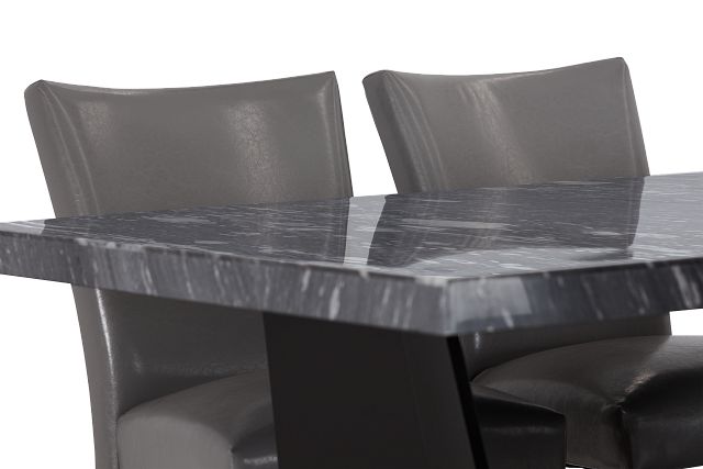 Auburn Dark Gray High Table & 4 Gray Upholstered Barstools