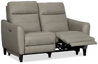 Keaton Gray Lthr/vinyl Power Reclining Loveseat W/ Power Headrest