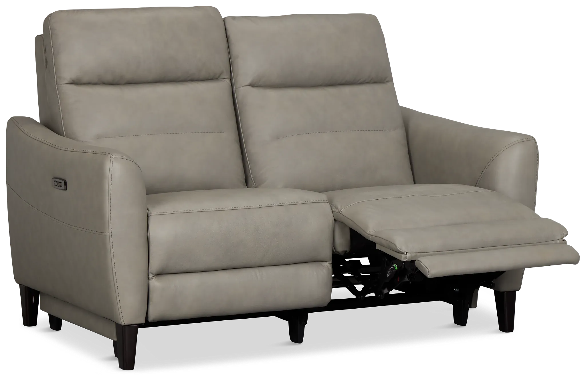 Keaton Gray Lthr/vinyl Power Reclining Loveseat W/ Power Headrest