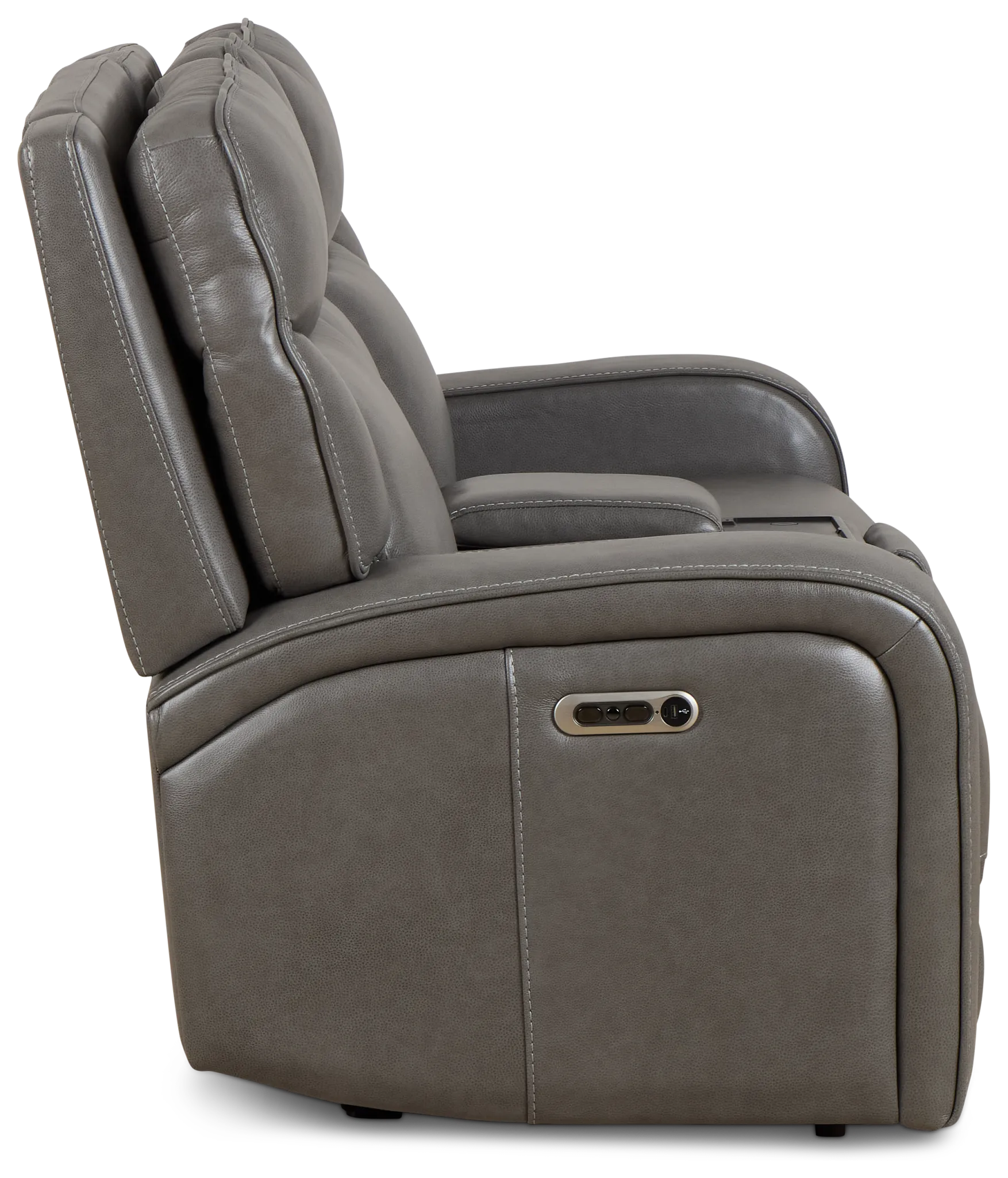 Jasper Gray Leather Power Reclining Console Loveseat