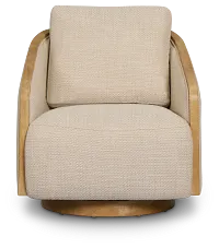 Campbell Beige Fabric Swivel Accent Chair