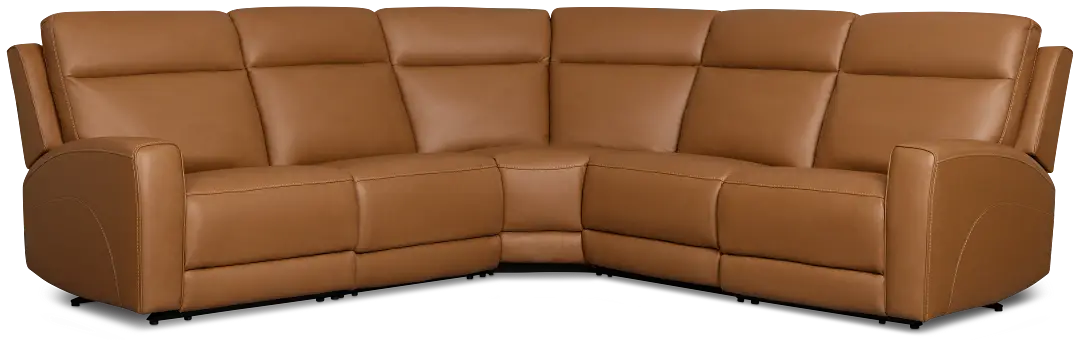 Flexsteel Belmont Medium Brown Lthr/vinyl Small Triple Power Reclining Two-arm Sectional Flexsteel Belmont Medium Brown Lthr/vinyl Small Triple Power Reclining Two-arm Sectional