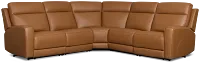 Flexsteel Belmont Medium Brown Lthr/vinyl Small Triple Power Reclining Two-arm Sectional