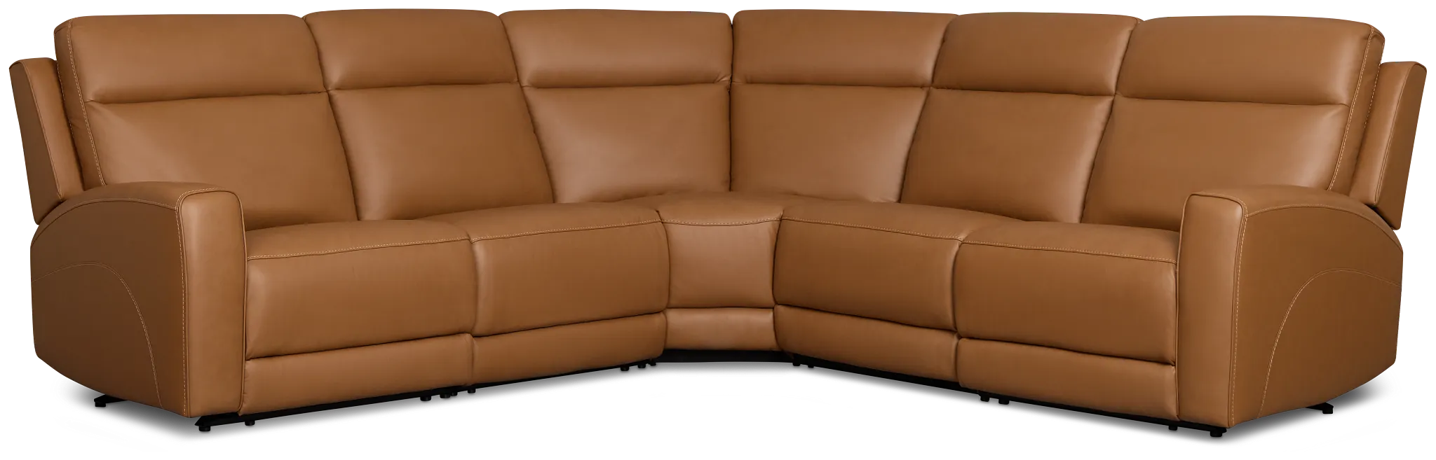 Flexsteel Belmont Medium Brown Lthr/vinyl Small Triple Power Reclining Two-arm Sectional