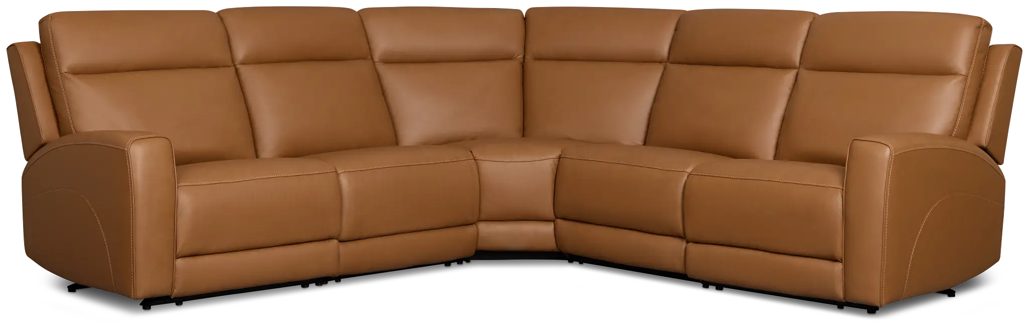 Flexsteel Belmont Medium Brown Lthr/vinyl Small Triple Power Reclining Two-arm Sectional Flexsteel Belmont Medium Brown Lthr/vinyl Small Triple Power Reclining Two-arm Sectional