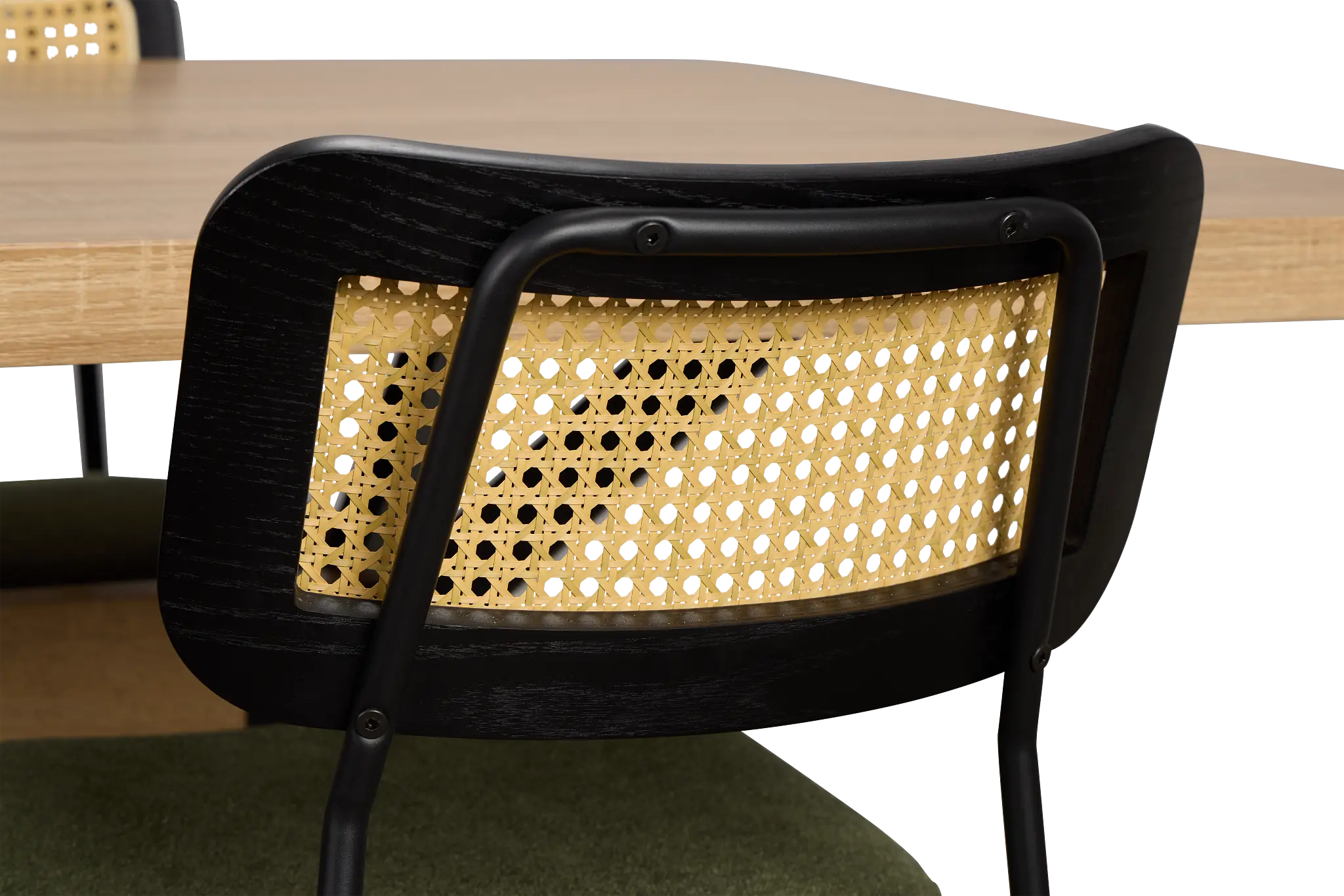 Lynden Light Tone Rect Table & 4 Green Woven Upholstered Side Chairs Lynden Light Tone Rect Table & 4 Green Woven Upholstered Side Chairs