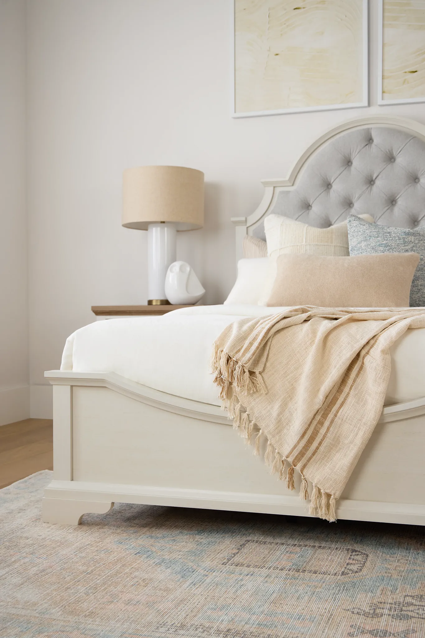 Charlotte White Uph Panel Bed