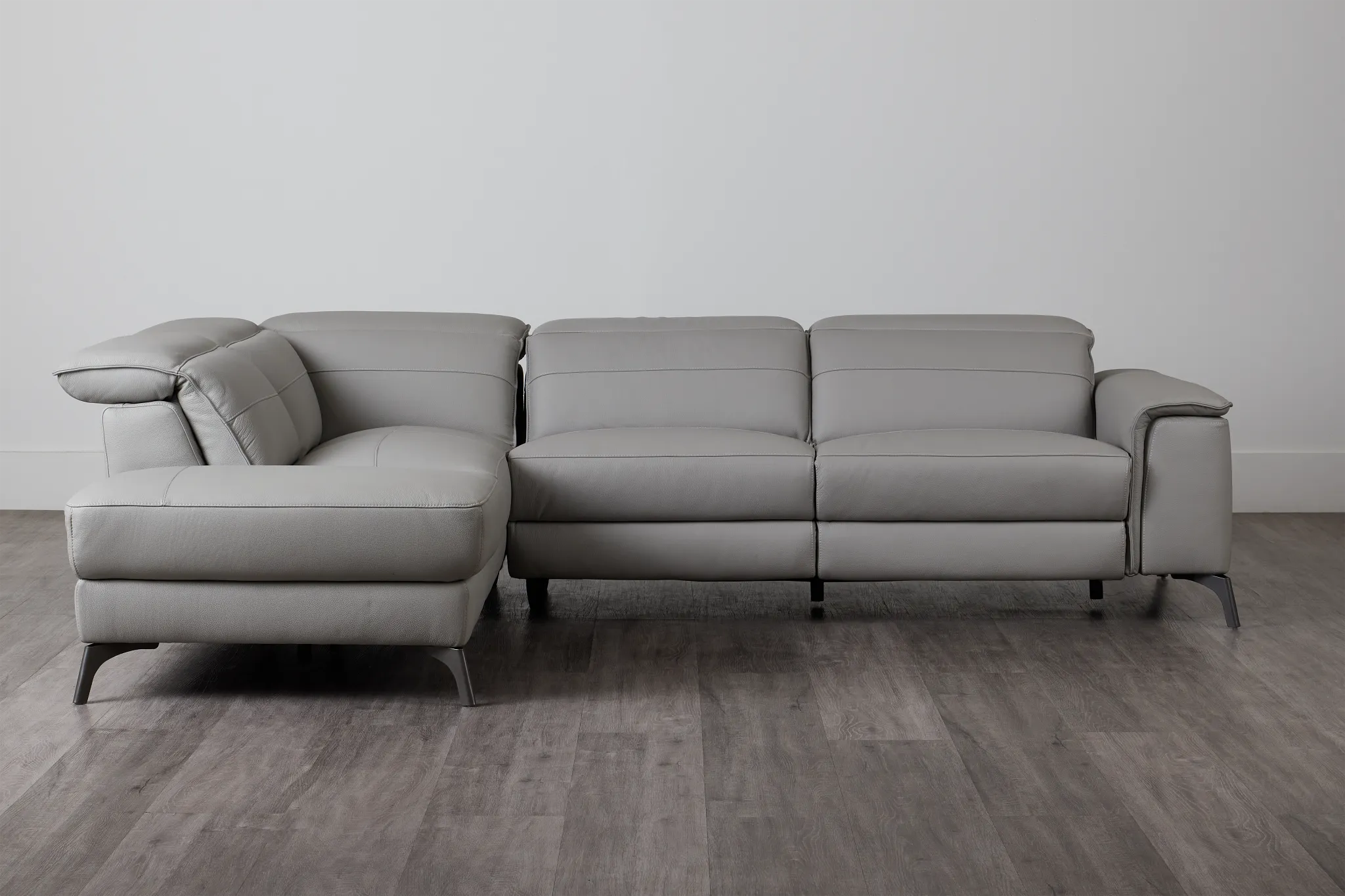 Pearson Gray Leather Left Bumper Sectional