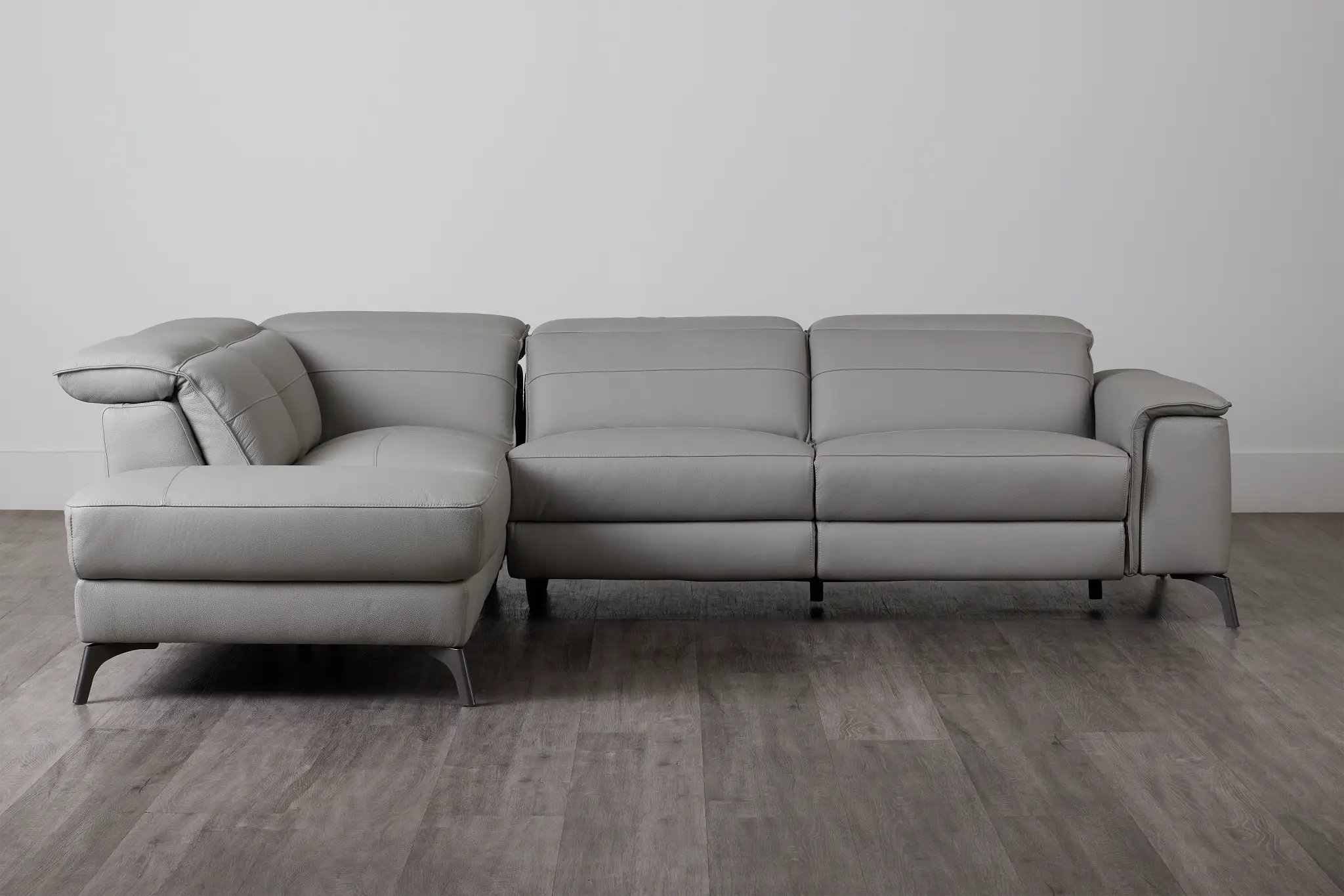 Pearson Gray Leather Left Bumper Sectional Pearson Gray Leather Left Bumper Sectional