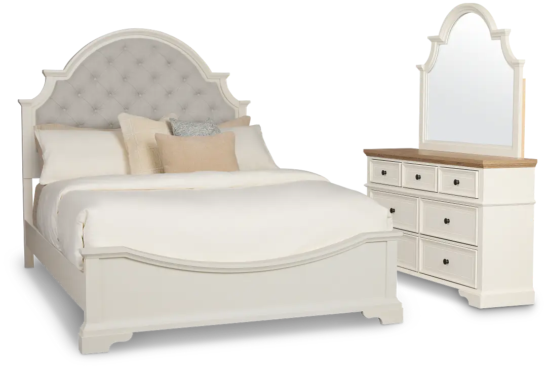 Charlotte White Uph Panel Bedroom With Two-tone Cases Charlotte White Uph Panel Bedroom With Two-tone Cases