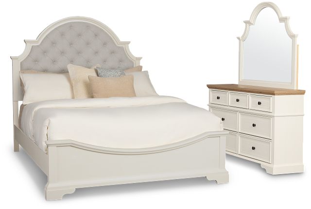 Charlotte White Uph Panel Bedroom With Two-tone Cases