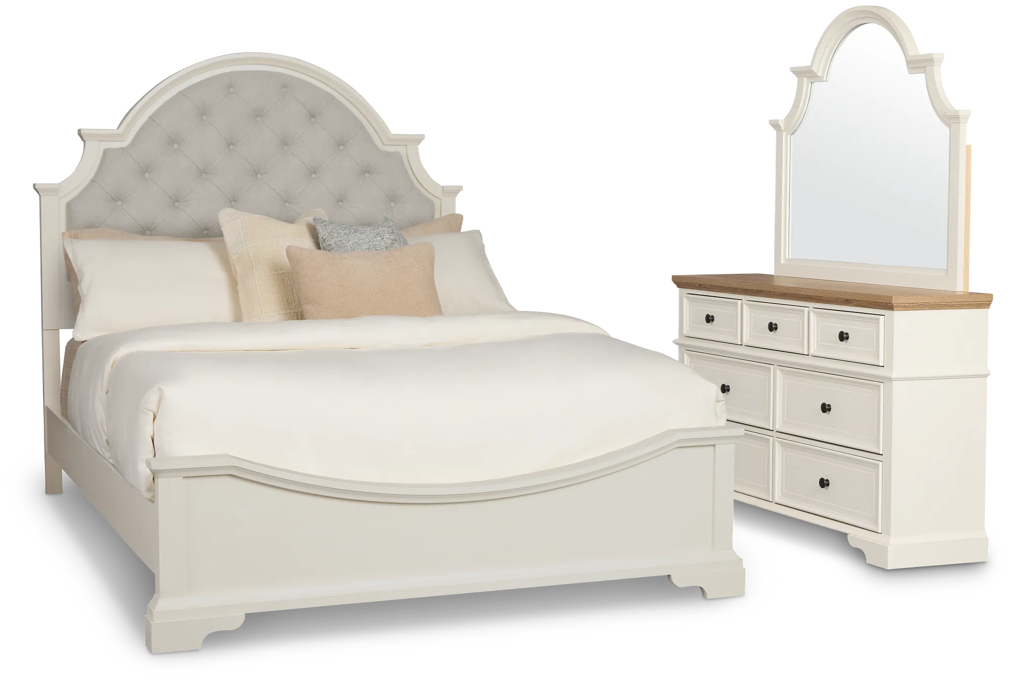 Charlotte White Uph Panel Bedroom With Two-tone Cases