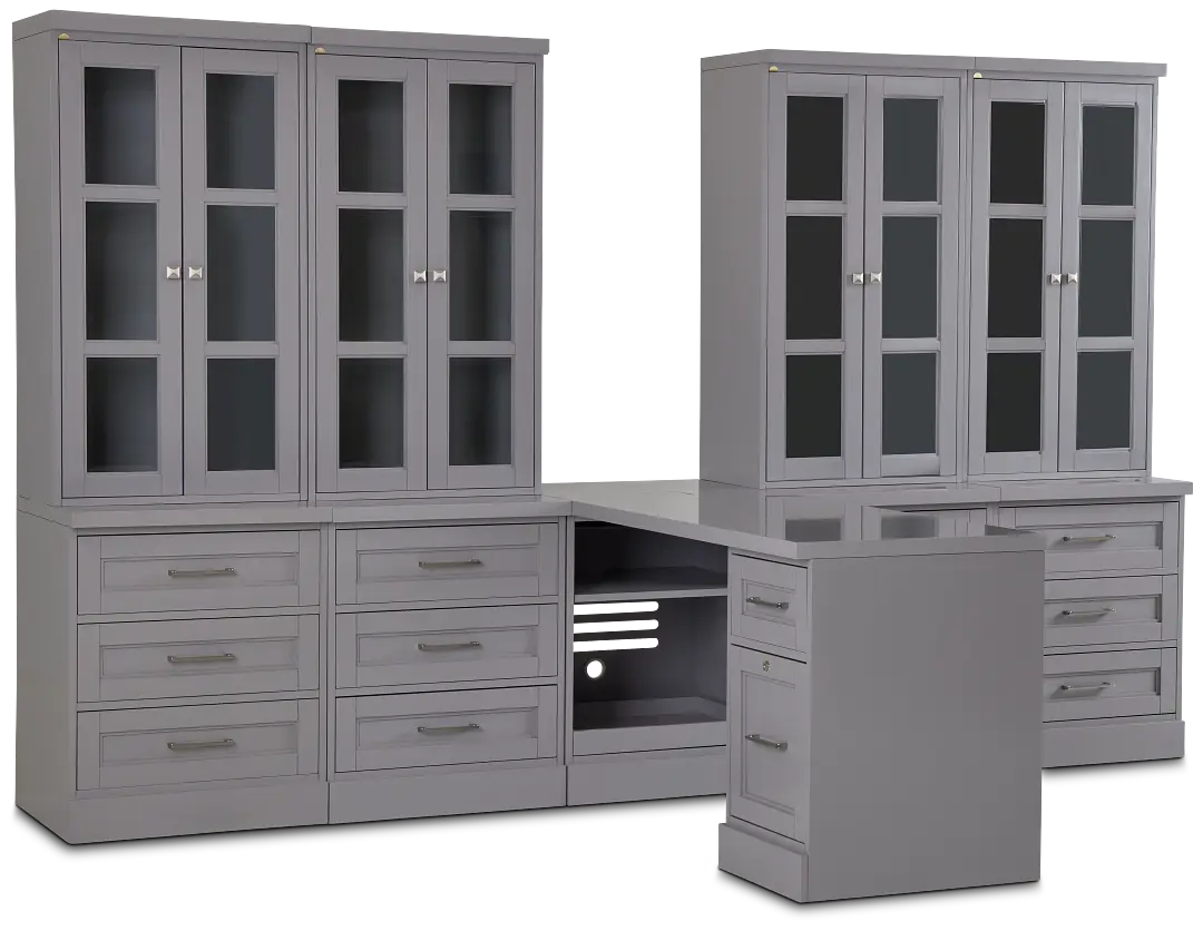 Newport Gray Large Peninsula Drawer Wall Desk Newport Gray Large Peninsula Drawer Wall Desk