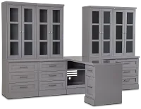 Newport Gray Large Peninsula Drawer Wall Desk
